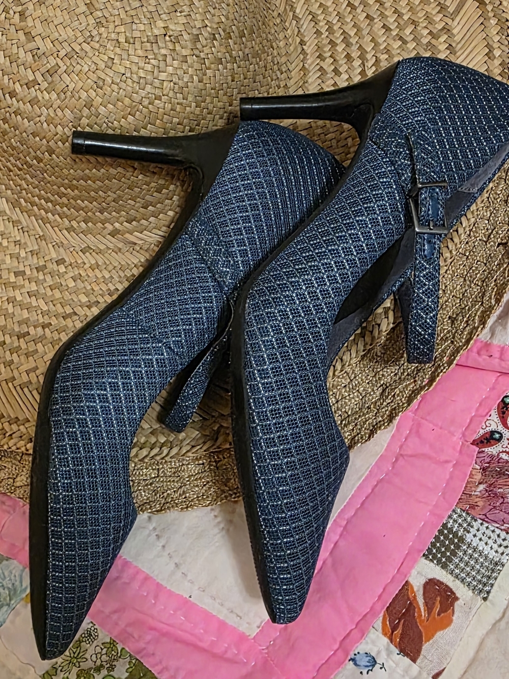 Elegant Women's Teal Blue Mary Jane Strap Pointed Toe Heels - Picture 6 of 9